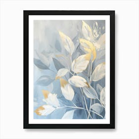 Gold And Blue Leaves Art Print