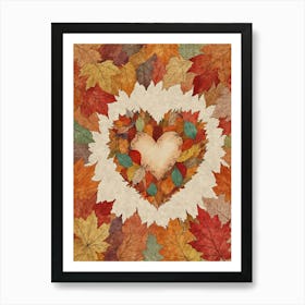 Autumn Leaves Heart 6 Art Print