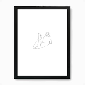 Female nude reclining front - feet raised Art Print