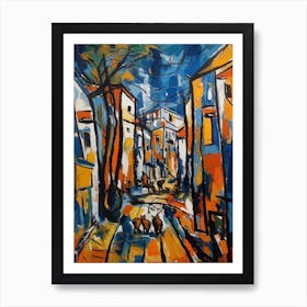 Painting Of A Cape Town With A Cat In The Style Of Abstract Expressionism, Pollock Style 1 Art Print