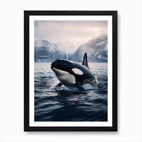 Icy Realistic Photography Of Orca Whale, Moody Colour Scheme Art Print