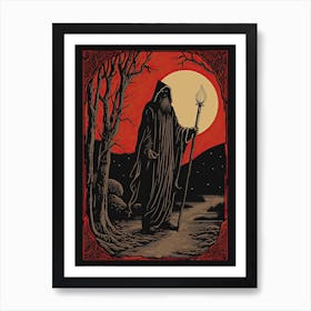 The Hermit Tarot Card, Vintage 0 Art Print