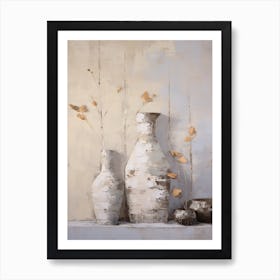 Rose, Autumn Fall Flowers Sitting In A White Vase, Farmhouse Style 4 Art Print