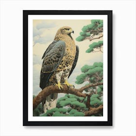 Ohara Koson Inspired Bird Painting Golden Eagle 3 Art Print