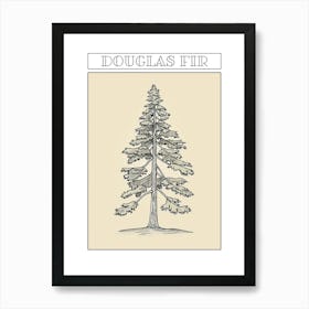 Douglas Fir Tree Minimalistic Drawing 1 Poster Art Print