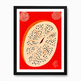 Melon On Red Background Art Print