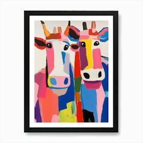 Colourful Kids Animal Art Cow 2 Art Print