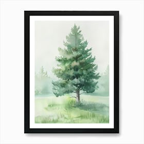 Hemlock Tree Atmospheric Watercolour Painting 2 Art Print