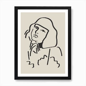 Line Art Candid Portrait 13 Art Print