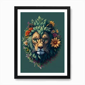 Vintage Lion of Forest Art Print