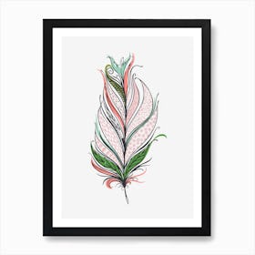 Oriental Feather With Flying Bird Art Print