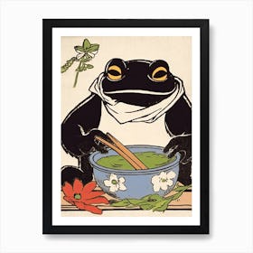 Frog Eating Ramen,  Matsumoto Hoji Inspired Japanese 3 Art Print