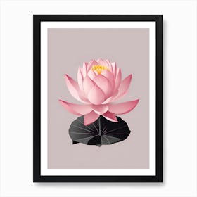 A Pink Lotus In Minimalist Style Vertical Composition 47 Art Print