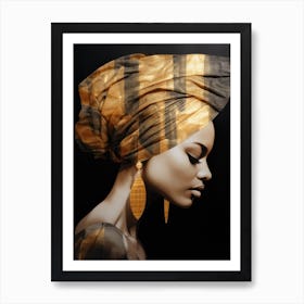 African Woman In Golden Turban Art Print