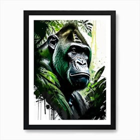 Gorilla In Jungle Gorillas Graffiti Style 2 Art Print