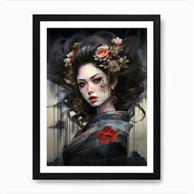 Geisha Japanese Style Illustration 3 Art Print