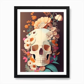 Wedding Skull With Terrazzo Patterns Vintage Floral Art Print