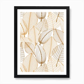 Autumn Leaves Seamless Pattern Vector Classic Elegant Illustration Art Print