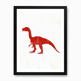 Allosaurus Red Dinosaur Silhouette Art Print