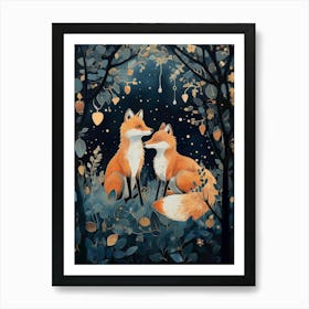 Foxes In The Forest 3 Art Print