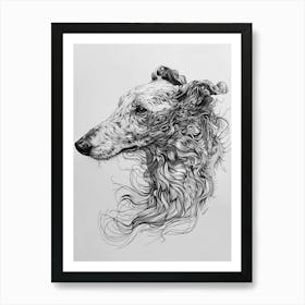 Borzoi Dog Line Sketch 1 Art Print