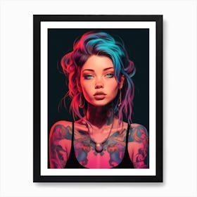 Cute Tattoo Girl Art Print