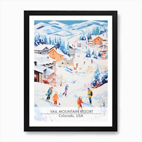 Vail Mountain Resort   Colorado Usa, Ski Resort Poster Illustration 1 Art Print