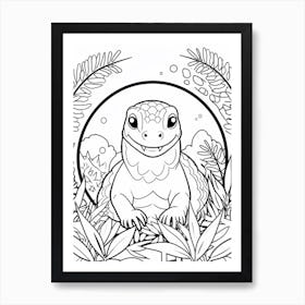 Line Art Jungle Animal Komodo Dragon 3 Art Print