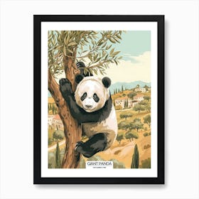 Giant Panda Climbing A Tree Poster 1 Art Print