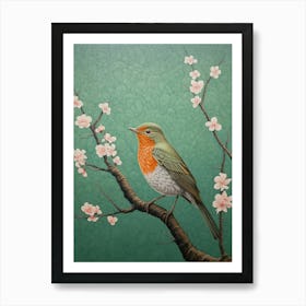 Ohara Koson Inspired Bird Painting Robin 1 Art Print