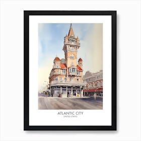 Atlantic City 2 Watercolour Travel Poster Art Print