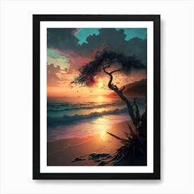 Sunset On The Beach Art Print