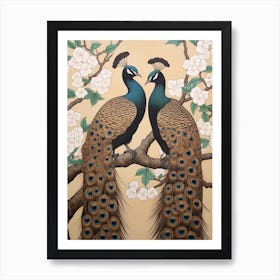 Art Nouveau Birds Poster Peacock 2 Art Print