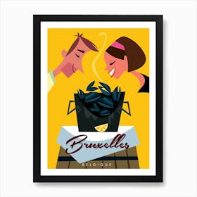 Bruxelles Poster Yellow & Brown Art Print