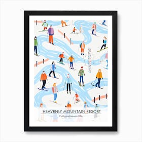 Heavenly Mountain Resort   California Nevada Usa, Ski Resort Poster Illustration 1 Art Print