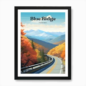 Blue Ridge Parkway All American Modern Travel Illustration Art Print