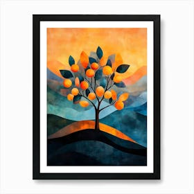 Modern Orange Tree 7 Art Print