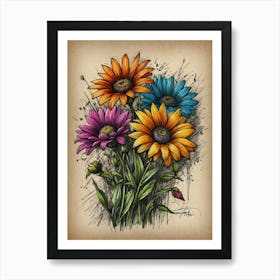 Daisy Bouquet Art Print