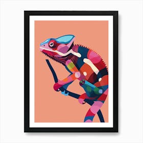 Coral Chameleon Modern Illustration 2 Art Print