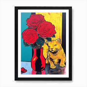 Rose With A Dog 3 Pop Art  Art Print