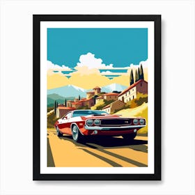 A Dodge Challenger In The Tuscany Italy Illustration 4 Art Print