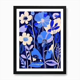 Blue Flower Illustration Lily 1 Art Print