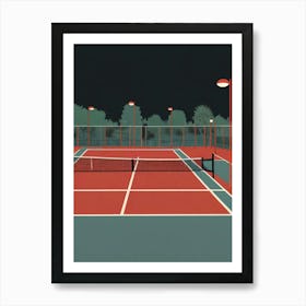 Tennis Court At Night Art Print