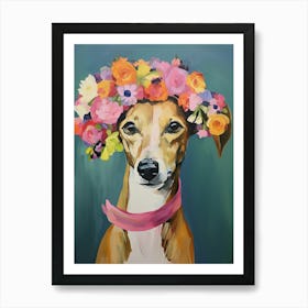 Whippet Portrait With A Flower Crown, Matisse Painting Style 4 Art Print
