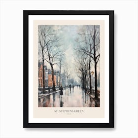 Winter City Park Poster St Stephens Green Dublin 1 Art Print