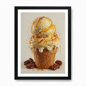 Ice Cream Cone With Pecans 2 Art Print