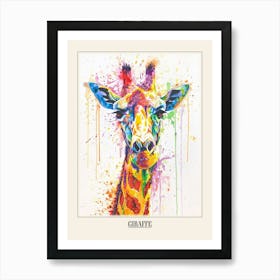 Giraffe Colourful Watercolour 1 Poster Art Print