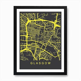 Glasgow Map Neon Art Print