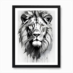 Line art portrait of lion Art Print