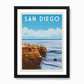 San Diego Cliffs California Travel Poster Art Print
